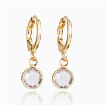 Vintage gold round crystal earrings