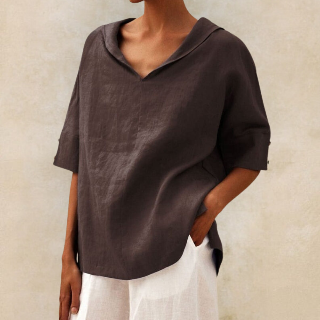 Valerie™  Women's V-Neck Casual Linen Shirt