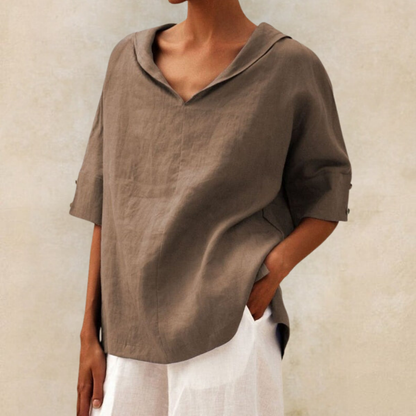 Valerie™  Women's V-Neck Casual Linen Shirt