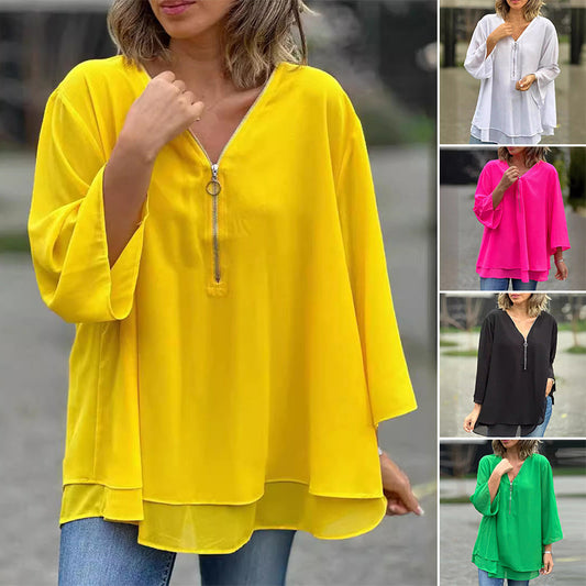 Ember™ Chiffon Zipper Blouse